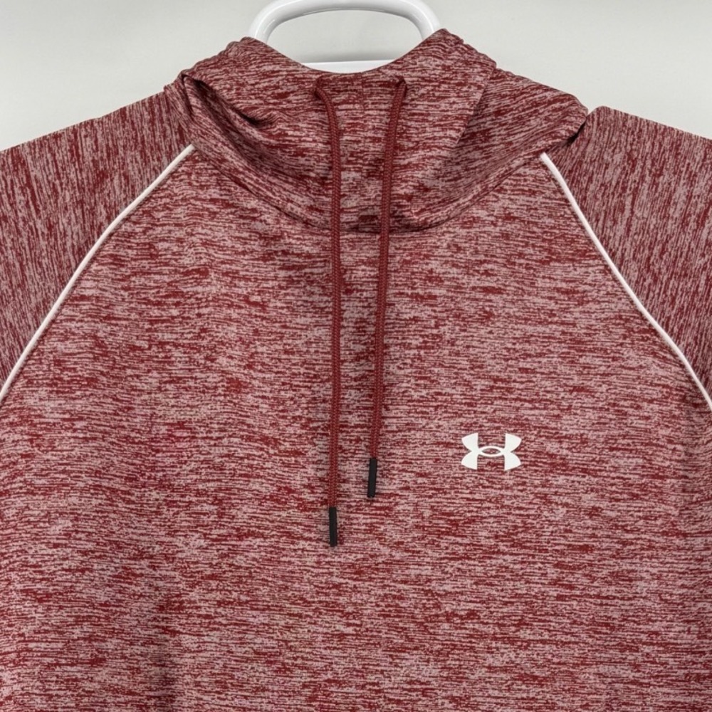 Under Armour Mens 2XL Heathered Red Space Dye Hooded Pullover 1362868 FW21